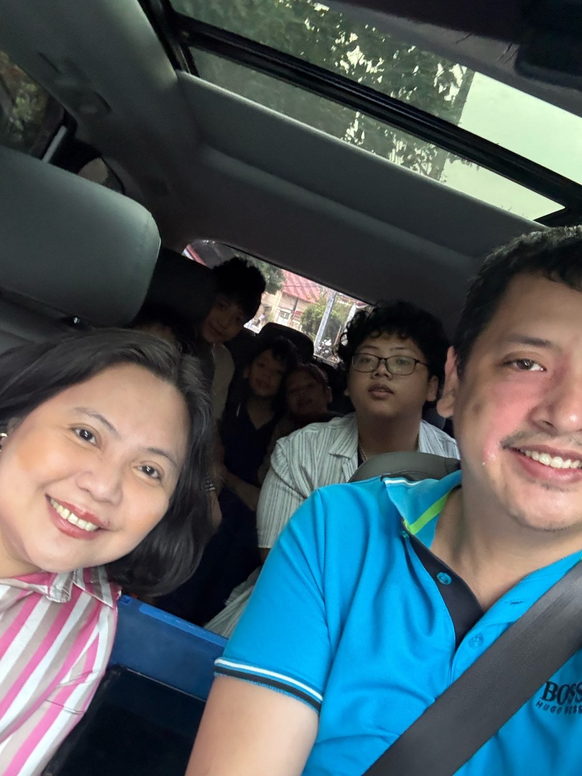 Road trip selfie in the car on the way to Clark