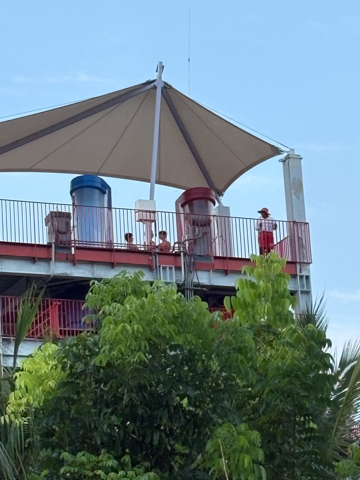 The extreme water slide tower at Aqua Planet