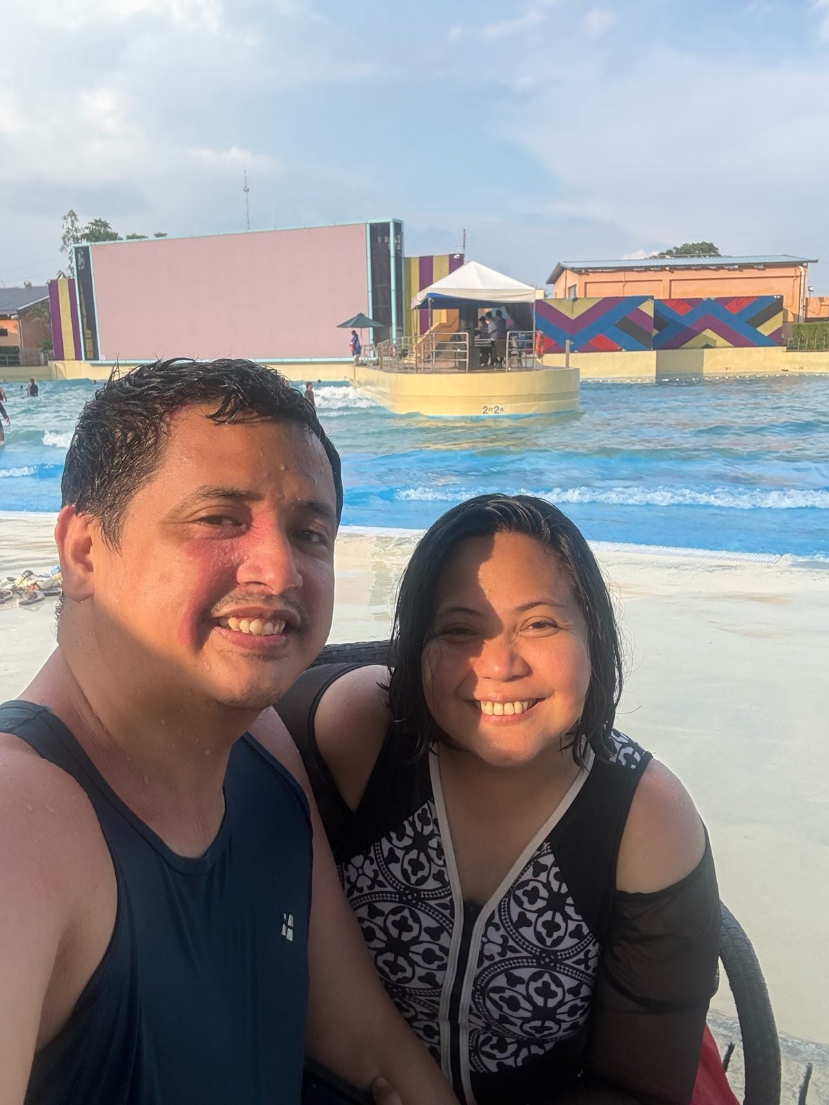Mom and Dad relaxing at the Aqua Planet wave pool