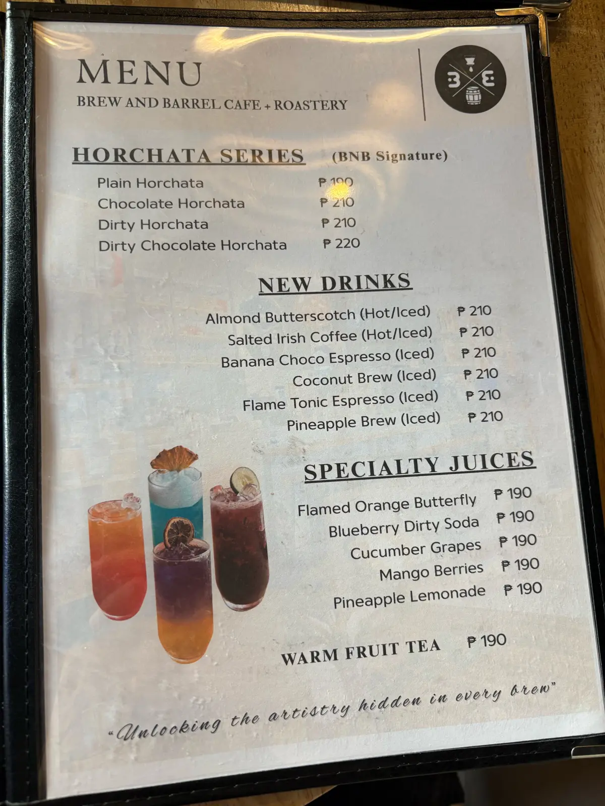 Brew and Barrel menu: horchata series, new drinks and specialty juices