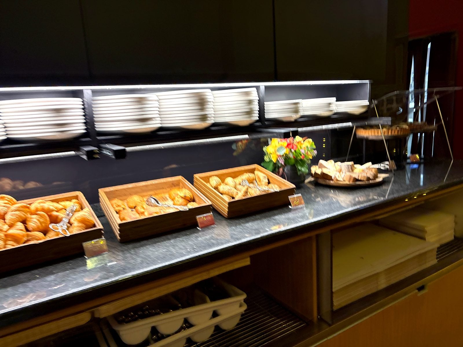 Baskets of croissants and pastries on the Luigia Opfikon breakfast buffet