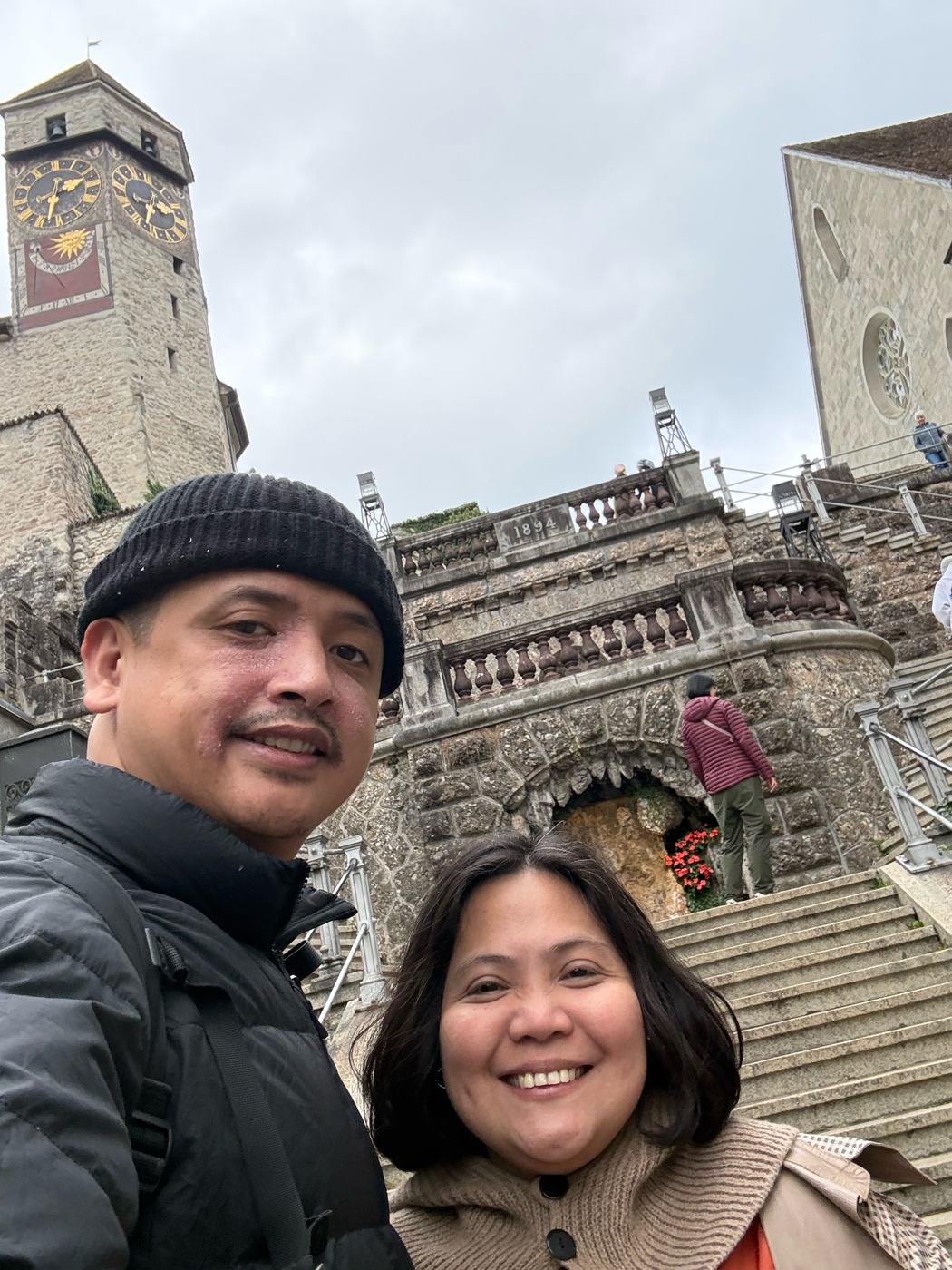 Rapperswil Castle stairs and clock tower