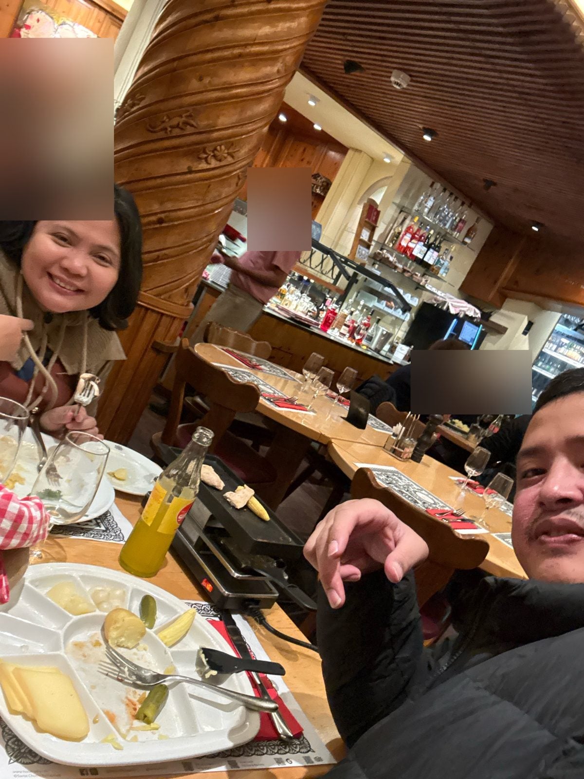 Dinner table at Swiss Chuchi with the tabletop raclette grill