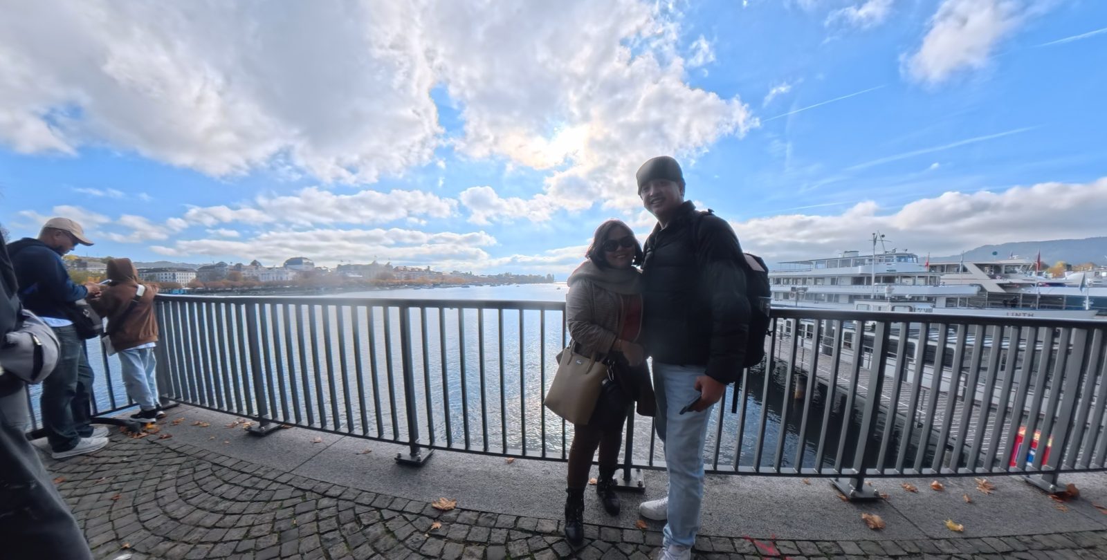 Paolo and Dimple on a Lake Zurich pier